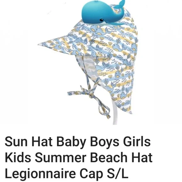 3/$15 A WHALE OF A SUN HAT BABY HAT covers neck protects from sunburn - Picture 3 of 4